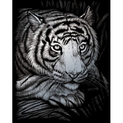 Carte à Graver ARGENT Royal & Langnickel 20x25cm - Tigre Blanc